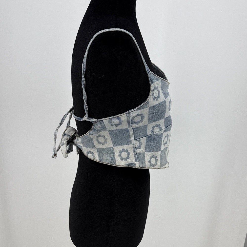 Balboa Checkered Cropped Demin Top size M/L - Picture 6 of 8